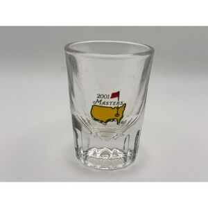 2001 Masters Tournament Shot Glass Augusta National Golf Logo Souvenir Clear